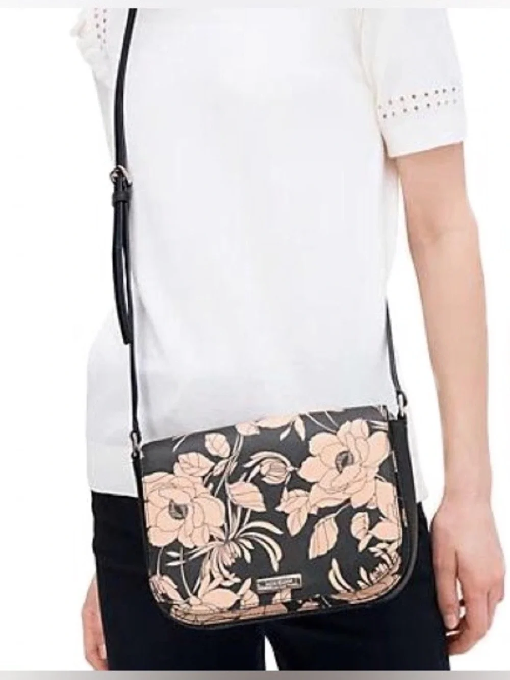 Kate Spade New York Large Carsen Crossbody Bag Laurel Way Gardenia Black Multi